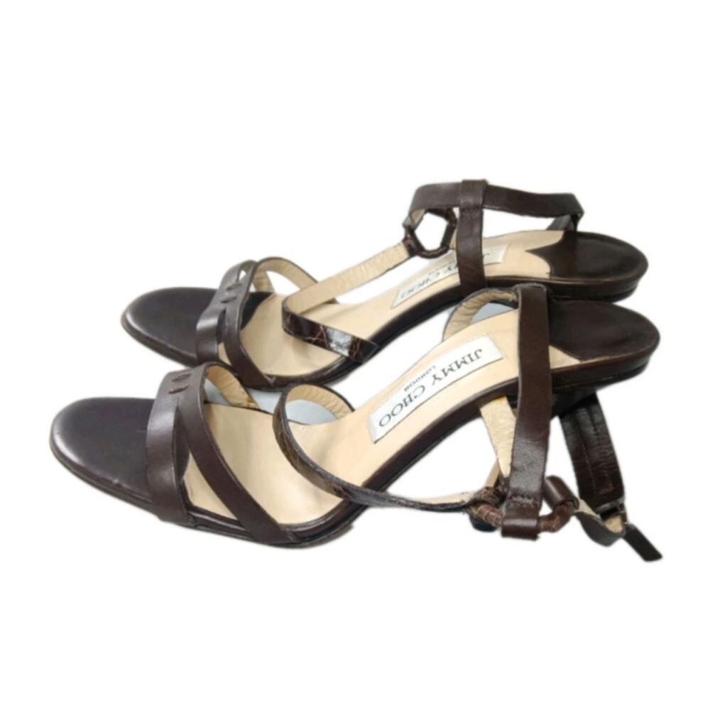 Vintage Jimmy Choo Heeled Sandals Women's Size 36.5 Shoes Brown - Picture 4 of 12